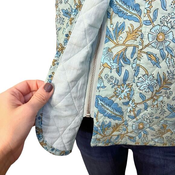 Anthropologie DRA Los Angeles Quilted Vest Medium Floral Cottagecore Prairie Zip - Picture 3 of 12